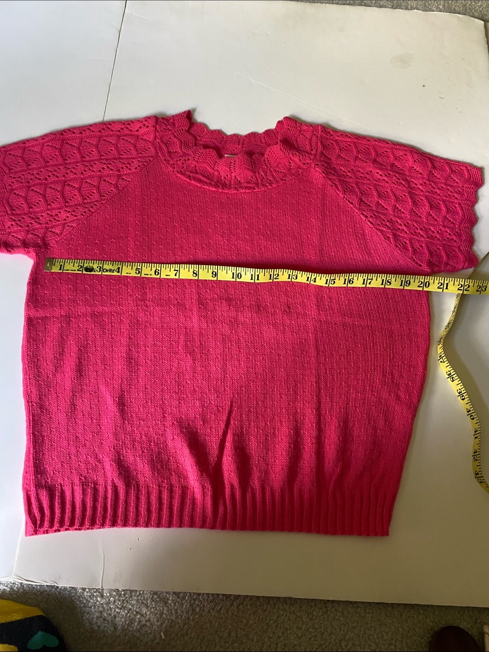 Vintage Haband Hot Pink Short Sleeve Knit Sweater
